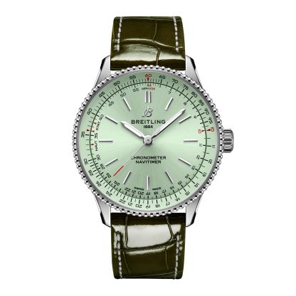 1:14 super replica watches Breitling Navitimer 36mm Ladies Watch Green Alligator Alligator A17327361L1P1