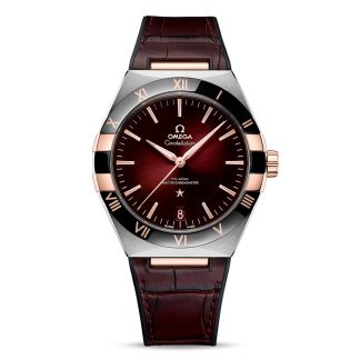 1:28 super clone watches Omega Constellation Co-Axial Master Chronometer 41mm Mens Watch Red Leather O13123412111001