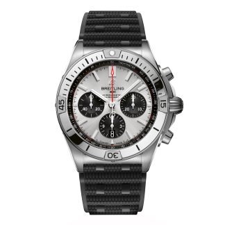 1:31 super replica watches Breitling Chronomat B01 Chronograph 42mm Mens Watch Silver Rubber Rubber AB0134101G1S2