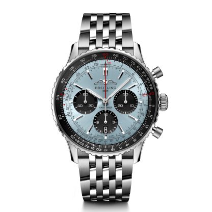 1:40 super clone watches Breitling Navitimer B01 Chronograph 43 Stainless Steel Ice Blue Watch Stainless Steel AB0138241C1A1