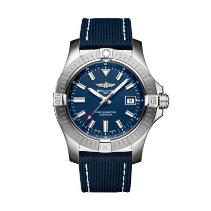 1:41 super replica watches Breitling Avenger Automatic 43 Stainless Steel Blue Watch Calfskin A17318101C1X1