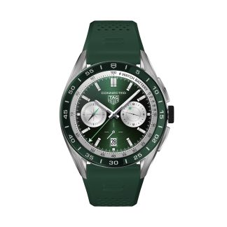 1:50 super replica watches TAG Heuer Connected 45mm Mens Watch Green Rubber SBR8A14.BT6317