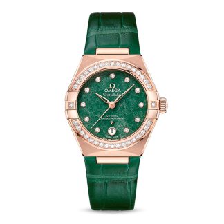 1:6 super clone watches Omega Constellation Co-Axial Master Chronometer 29mm Ladies Watch Green Leather O13158292099004