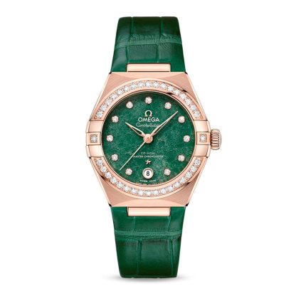 1:6 super clone watches Omega Constellation Co-Axial Master Chronometer 29mm Ladies Watch Green Leather O13158292099004