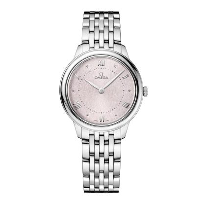 1:7 super fake watches Omega De Ville Prestige 30mm Ladies Watch Rose Silver Stainless Steel O43410306002001