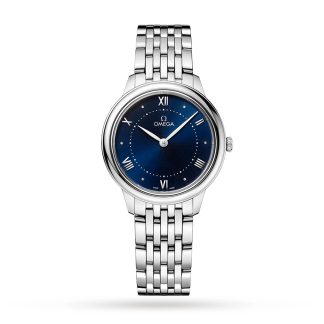 1:7 super replica watches Omega De Ville Prestige Quartz 30mm Ladies Watch Blue Stainless Steel O43410306003001