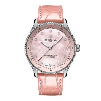 Best Swiss replica sites Breitling Navitimer 32mm Ladies Watch Pink Mother Of Pearl Alligator Alligator A77320D91K1P1