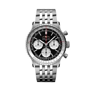 Best Swiss replica sites Breitling Navitimer B01 Chronograph 41mm Mens Watch Black Stainless Steel Stainless Steel AB0139211B1A1