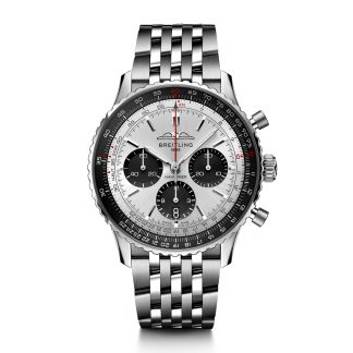 Best Swiss replica sites Breitling Navitimer B01 Chronograph 43 Silver Watch Stainless Steel AB0138241G1A1