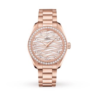 Best Swiss replica sites Omega Seamaster Aquaterra 150m Ladies Watch 18ct Rose Gold O22055342099006