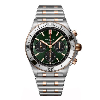 Best replica watches UK Breitling Chronomat B01 Chronograph 42mm Mens Watch Green Stainless Steel & 18K Red Gold UB0134131L1U1