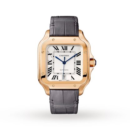 Best replica watches UK Cartier Santos De Cartier Watch Large Model Automatic Movement Rose Gold 2 Interchangeable Leather Bracelets Alligator WGSA0019