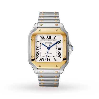 Best replica watches UK Cartier Santos De Cartier Watch Medium Model Automatic Movement Yellow Gold Steel Interchangeable Metal And Leather Bracelets Steel W2SA0016