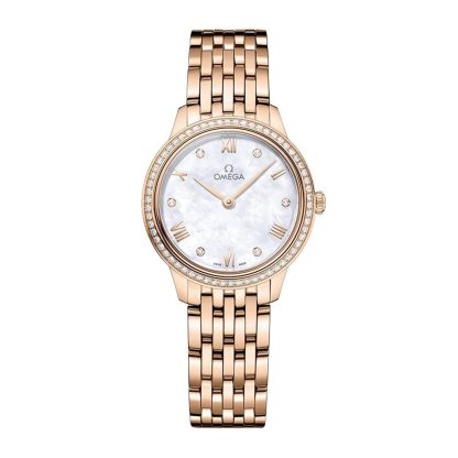 Best replica watches UK Omega De Ville Prestige 27.5mm Ladies Watch Mother Of Pearl 18ct Rose Gold O43455286055001