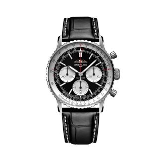 Men swiss replica watches Breitling Navitimer B01 Chronograph 41mm Mens Watch Black Alligator AB0139211B1P1