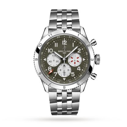 Men swiss replica watches Breitling Super AVI B04 Chronograph GMT 46 Curtiss Warhawk Watch Stainless Steel AB04452A1L1A1