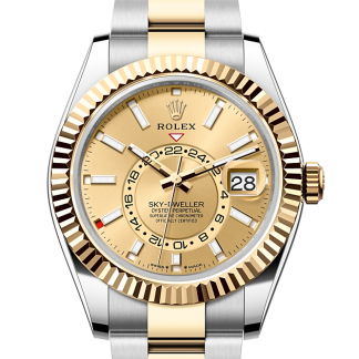 Replica watches vs real Rolex Sky-Dweller Oystersteel and yellow gold M336933-0001