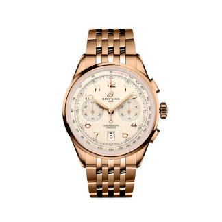 Replica wrist Breitling Premier B01 Chronograph 42mm Mens Watch Silver 18ct Rose Gold 18ct Rose Gold RB0145371G1R1