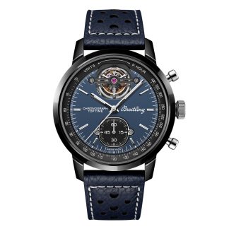 Replica wrist Breitling Top Time B21 Shelby Cobra Tourbillon 44mm Mens Watch Blue Calfskin SB21251A1C1X1