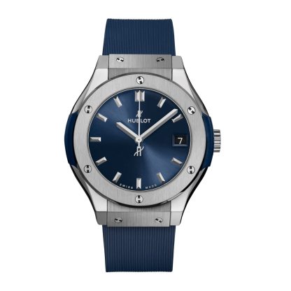 Replica wrist Hublot Classic Fusion Titanium Blue 33mm Rubber 581.NX.7170.RX.1104