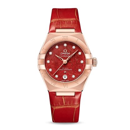 Replica wrist Omega Constellation Co-Axial Master Chronometer 29mm Ladies Watch Red Leather O13153292099003