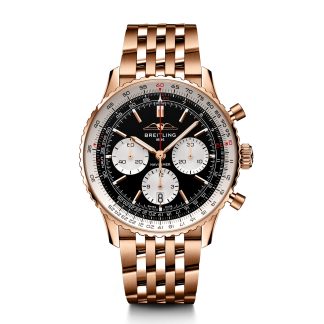 Swiss replica watches cheap Breitling Navitimer B01 Chronograph 43 Black Watch 18ct Rose Gold RB0138211B1R1