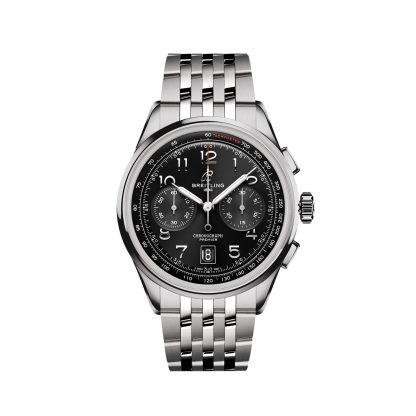 Swiss replica watches cheap Breitling Premier B01 Chronograph 42mm Mens Watch Black Stainless Steel Stainless Steel AB0145221B1A1