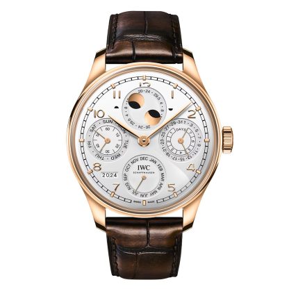 Swiss replica watches cheap IWC Portugieser Perpetual Calendar 44 Silver Moon Alligator IW503701