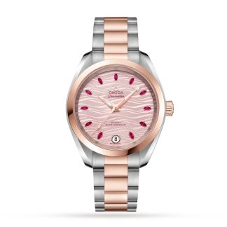 Swiss replica watches cheap Omega Seamaster Aqua Terra 150M Co-Axial Master Chronometer 34mm Ladies Watch Stainless Steel & 18ct Rose Gold O22020342060001