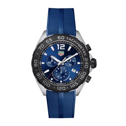 Swiss replica watches cheap TAG Heuer Formula 1 Chronograph 43mm Mens Watch Blue Rubber Rubber CAZ101AV.FT8077