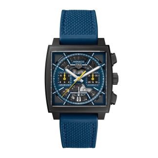 Swiss replica watches cheap TAG Heuer Monaco Skeleton 39mm Mens Watch Blue Leather & Rubber CBL2188.FT6261