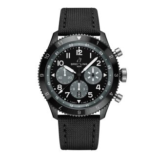 Swiss replica watches price Breitling Super AVI B04 Chronograph GMT Mosquito Night Fighter 46mm Mens Watch Black Calfskin SB04451A1B1X1