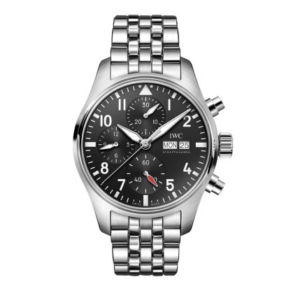 Swiss replica watches price IWC Pilot Chronograph 41mm Mens Watch Black Stainless Steel IW388113