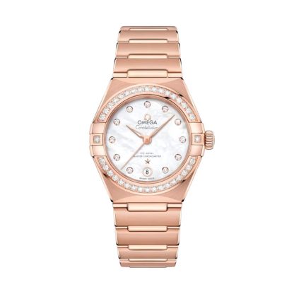 Swiss replica watches price Omega Constellation 29mm Sedna Gold On Sedna Gold Ladies Watch 18ct Rose Gold O13155292055001