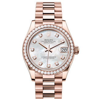 Swiss replica watches price Rolex Datejust 31 Everose gold and diamonds M278285RBR-0005