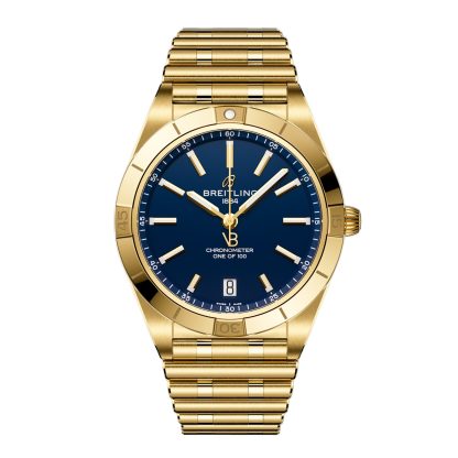 Women swiss replica watches Breitling Chronomat Automatic 36mm Victoria Beckham Limited Edition Ladies Watch Midnight Blue Yellow Gold 18ct Yellow Gold K103801A1C1K1