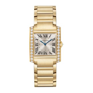 Women swiss replica watches Cartier Tank Française Watch Medium Model Quartz Movement Yellow Gold Diamonds Yellow Gold WJTA0040