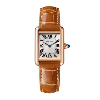 Women swiss replica watches Cartier Tank Louis Cartier Watch Small Model Hand-Wound Mechanical Movement Rose Gold Leather Alligator WGTA0010