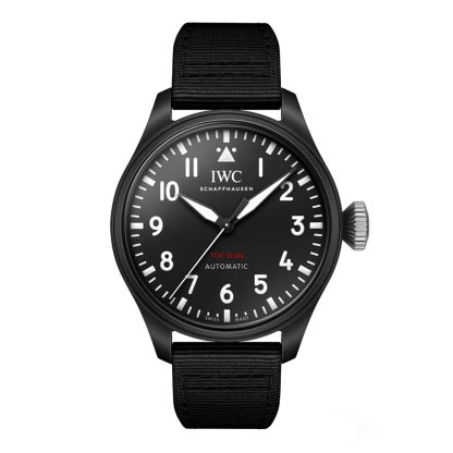 Women swiss replica watches IWC Big Pilot Top Gun 43mm Mens Watch Black Canvas IW329801