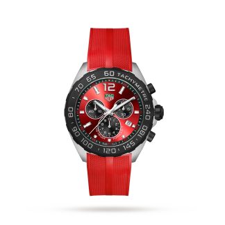 buy designer TAG Heuer Formula 1 Chronograph 43mm Mens Watch Red Rubber CAZ101AN.FT8055