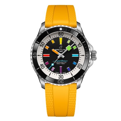 buy luxury Breitling Superocean Automatic 42mm Mens Watch Yellow Rubber Rubber A17375211B2S4