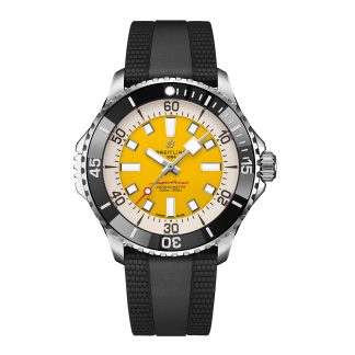 buy luxury Breitling Superocean Automatic Code Yellow UK Edition 46mm Mens Watch Yellow Rubber Rubber A173781A1I1S1