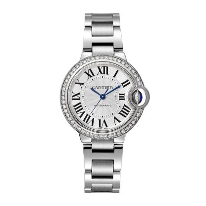 buy luxury Cartier Ballon Bleu De Cartier Watch 33mm Mechanical Movement With Automatic Winding Steel Diamonds Steel W4BB0023