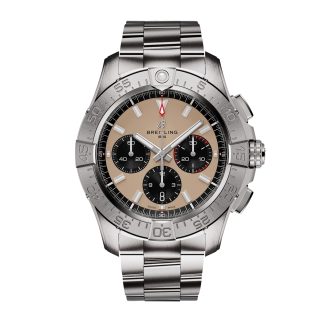 cheap designer Breitling Avenger Chronograph B01 44mm Mens Watch Beige Stainless Steel Stainless Steel AB0147101A1A1