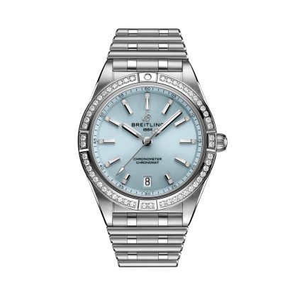 cheap designer Breitling Chronomat Automatic 36mm Ladies Watch Blue 18ct White Gold G10380591C1G1