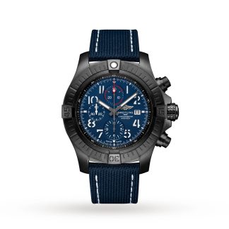 cheap designer Breitling Super Avenger Chronograph 48 Night Mission Watch Leather V13375101C1X2