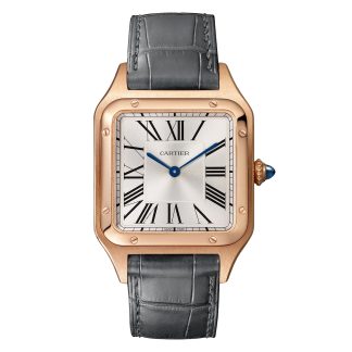 cheap designer Cartier Santos-Dumont Watch Large Model Quartz Movement Rose Gold Leather Alligator WGSA0021