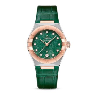 cheap designer Omega Constellation Co-Axial Master Chronometer 29mm Ladies Watch Green Leather O13123292099001