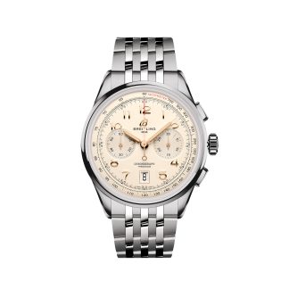 cheap luxury Breitling Premier B01 Chronograph 42mm Mens Watch Cream Stainless Steel Stainless Steel AB0145211G1A1