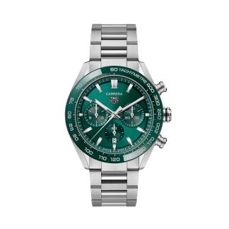 cheap luxury TAG Heuer Carrera Chronograph 44mm Mens Watch Green Stainless Steel Stainless Steel CBN2A1N.BA0643